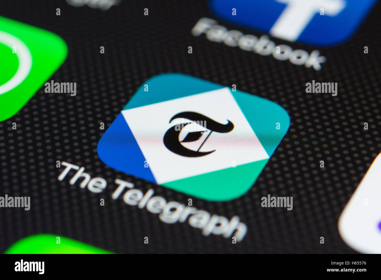 Die Telegraph online digitale Zeitung app auf dem iPhone Smartphone-Bildschirm hautnah Stockfoto