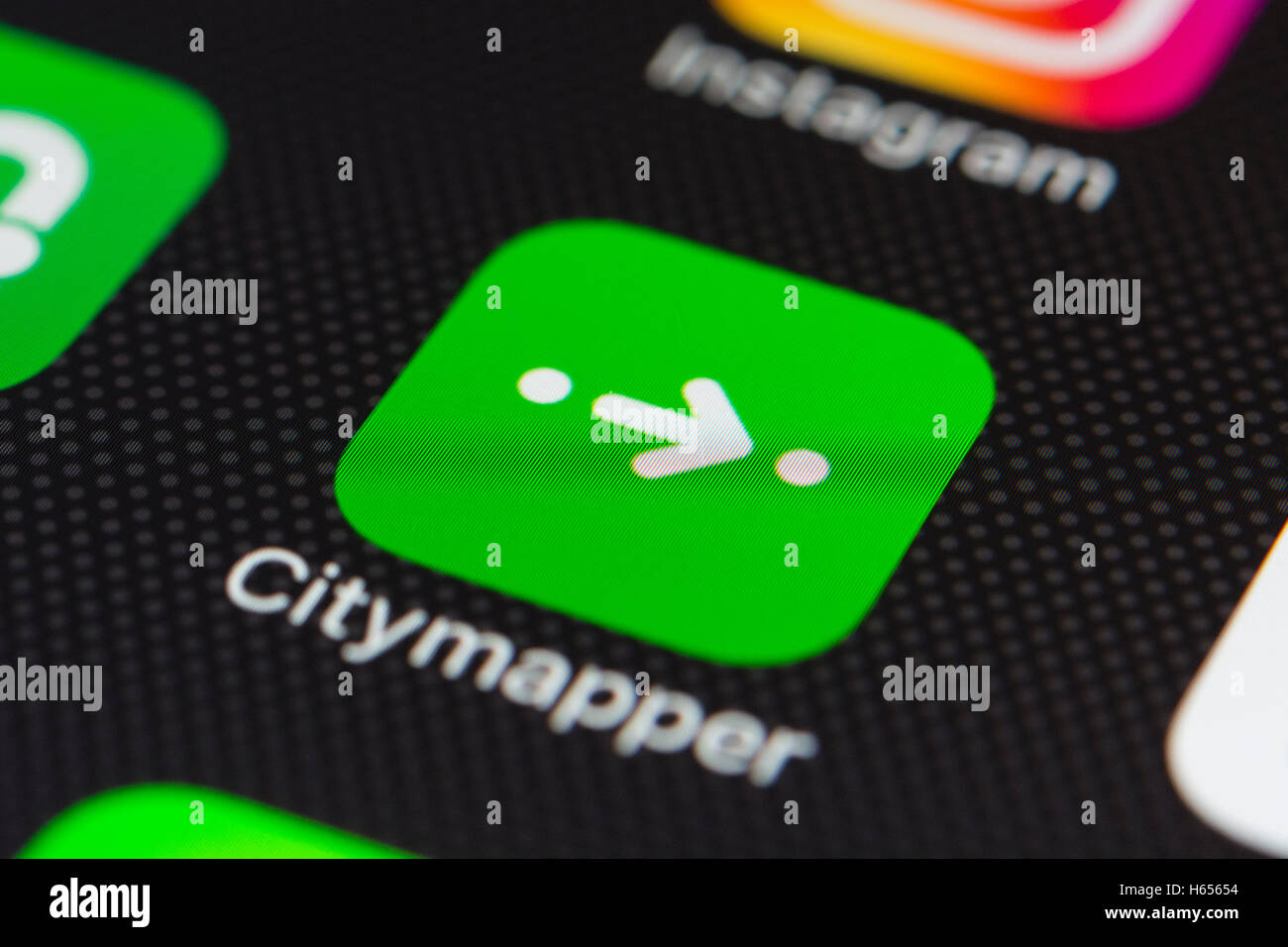 CityMapper Online-Verkehr Planung app auf dem iPhone Smartphone-Bildschirm hautnah Stockfoto
