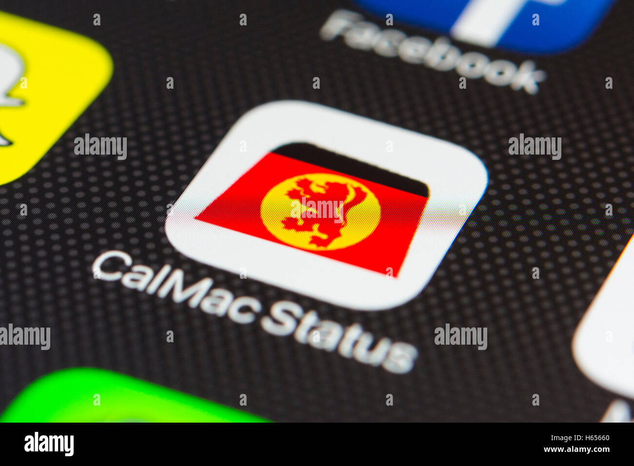 CalMac schottischen Fähre Unternehmen app auf dem iPhone Smartphone-Bildschirm hautnah Stockfoto