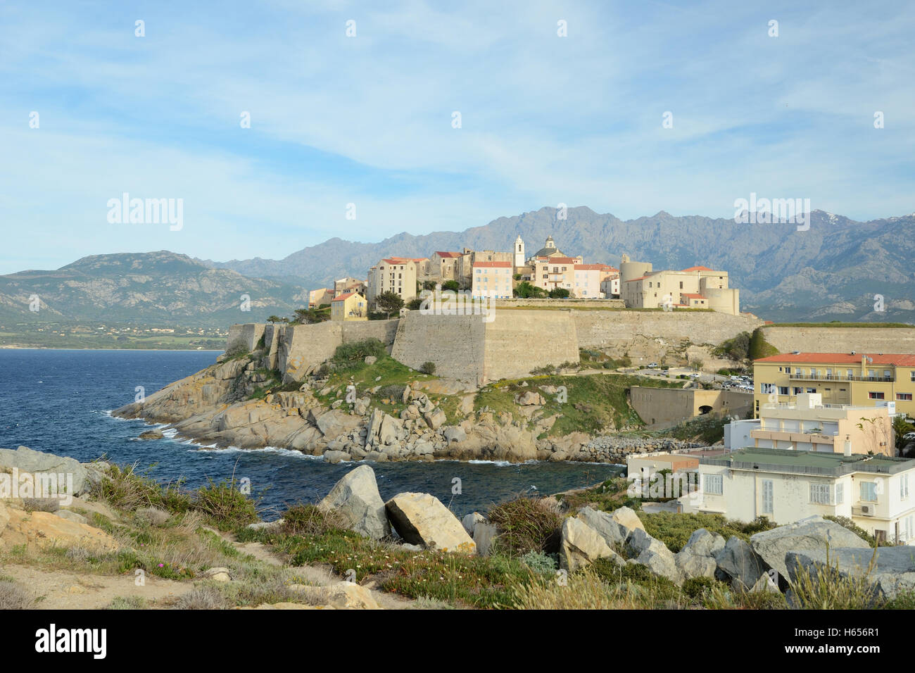 Korsische Küstenstadt Calvi Stockfoto