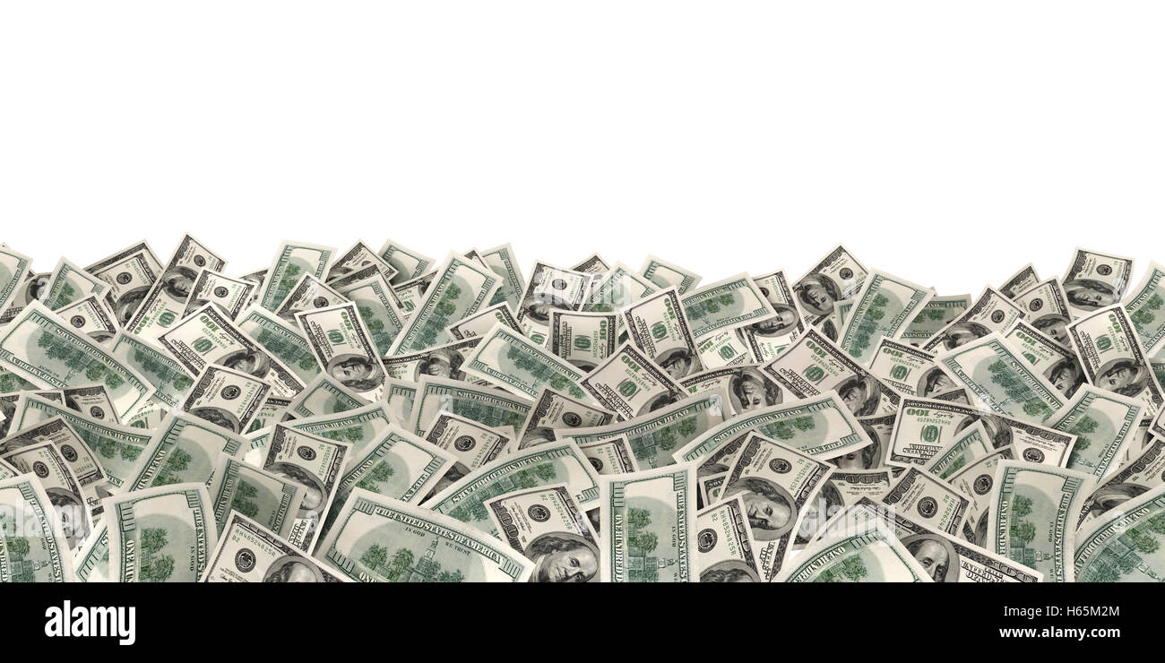 viele viel Geld auf weißem Hintergrund (in 3D-Rendering getan) Stockfoto