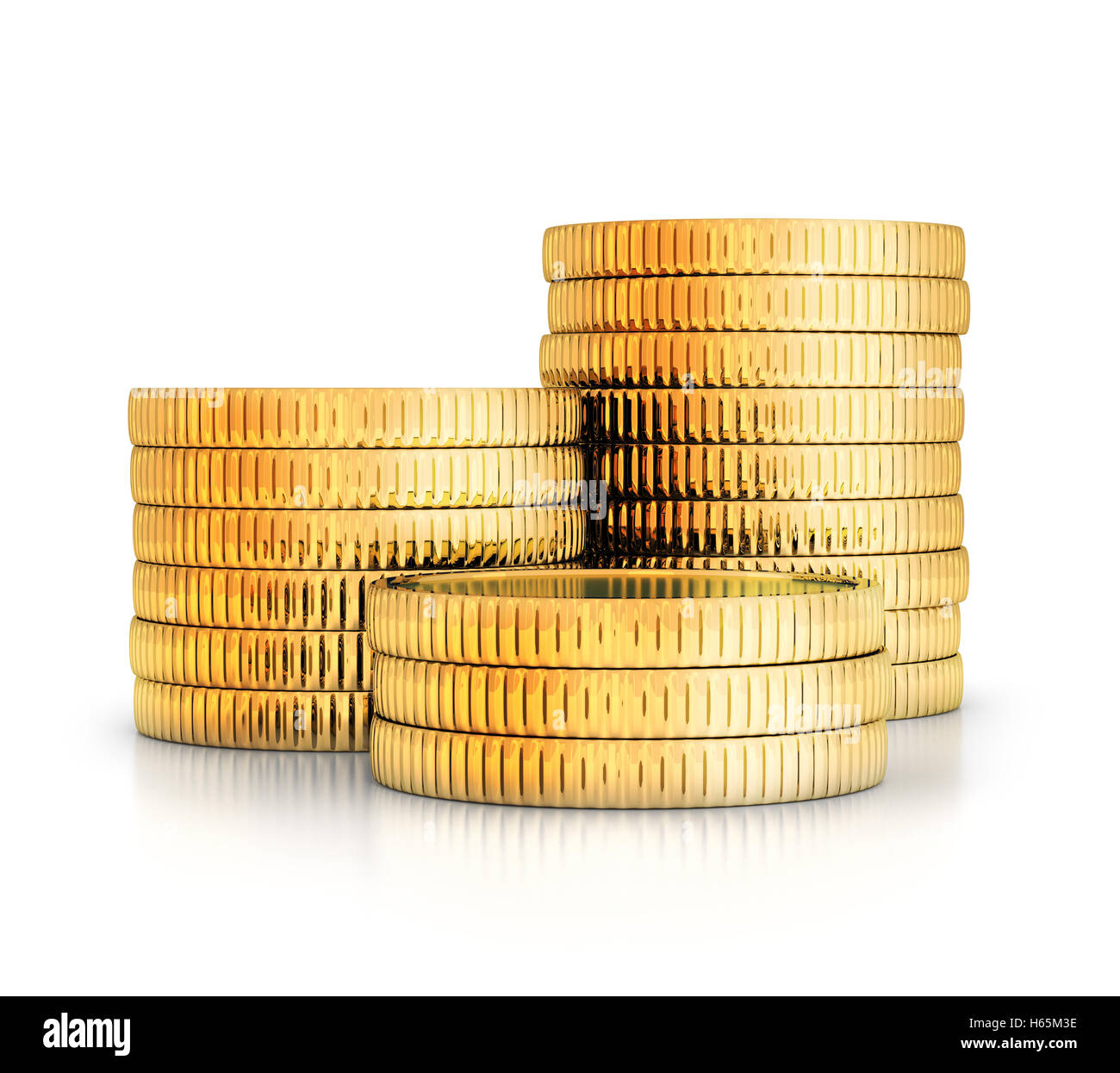 Viele gold Coints (durchgeführt in 3D-Rendering) Stockfoto