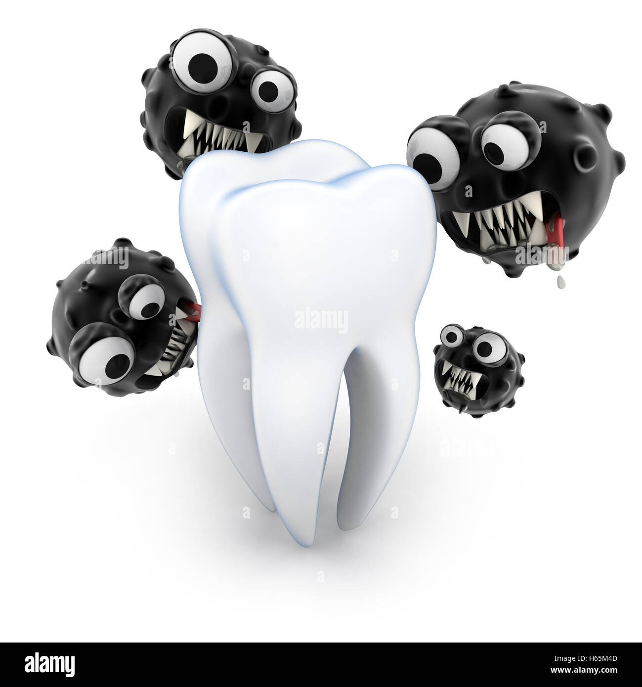 Zahn-Angriff Mikrobe (durchgeführt in 3D-Rendering) Stockfoto
