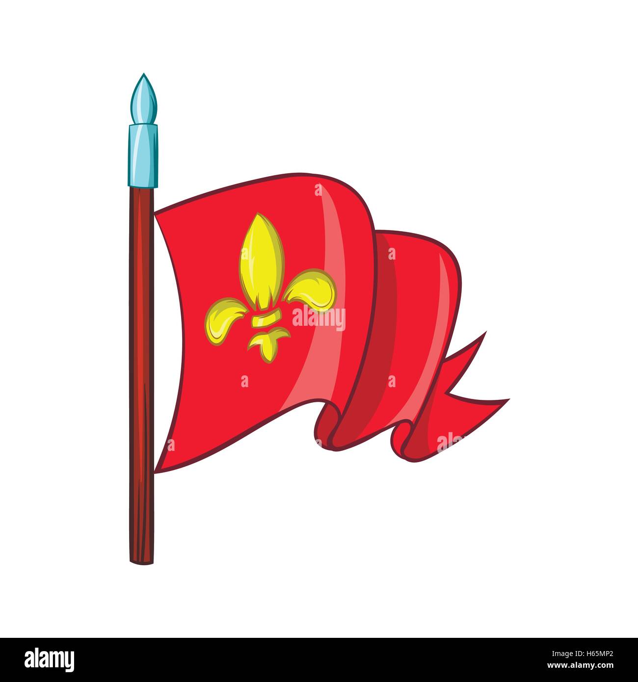 Roter Ritter Flagge mit goldenen Lilie-Symbol Stock Vektor