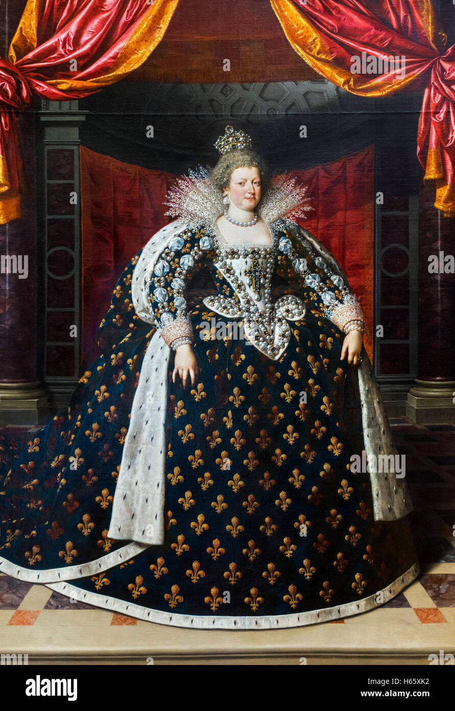 Marie de' Medici (Marie de Médicis: 1575-1642) war Königin von Frankreich als die zweite Frau von König Henry IV von Frankreich. Porträt c.1609-10 von Franz Pourbus der jüngere Stockfoto