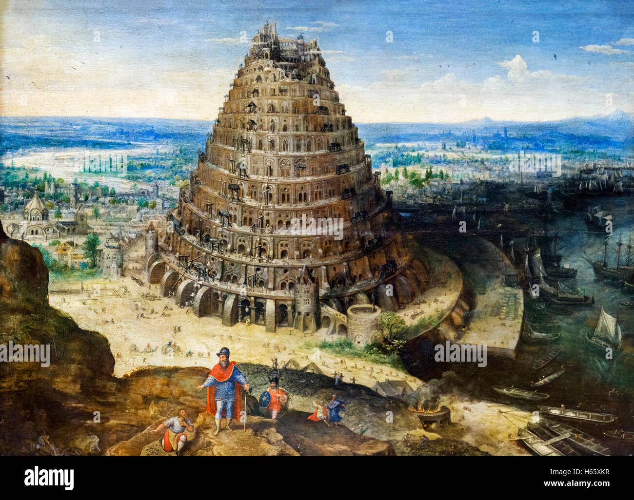 Der Turmbau zu Babel von Lucas van Valckenborch (c.1535-1597), 1594 Stockfoto