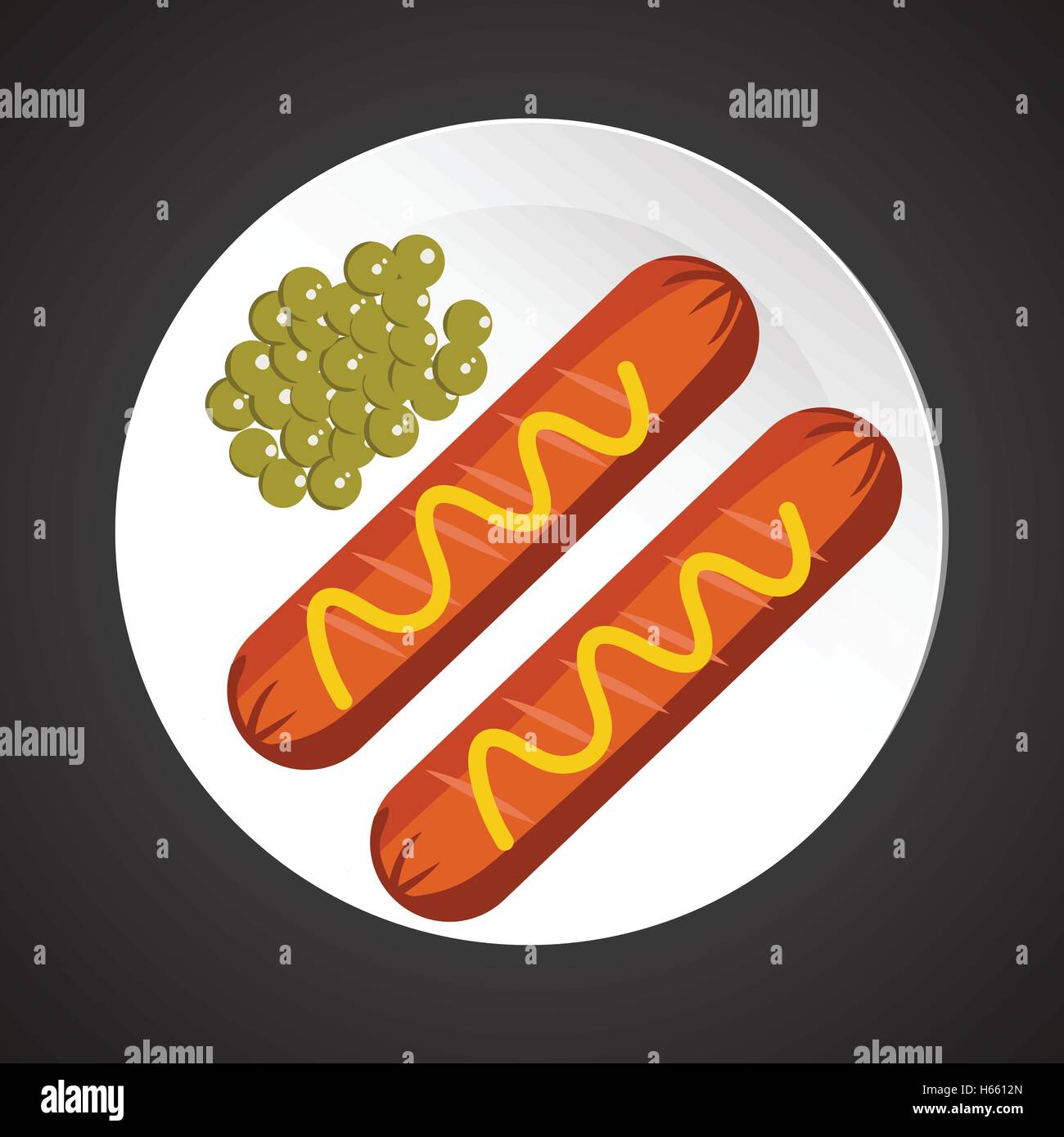 Wurst mit Erbsen-illustration Stock Vektor