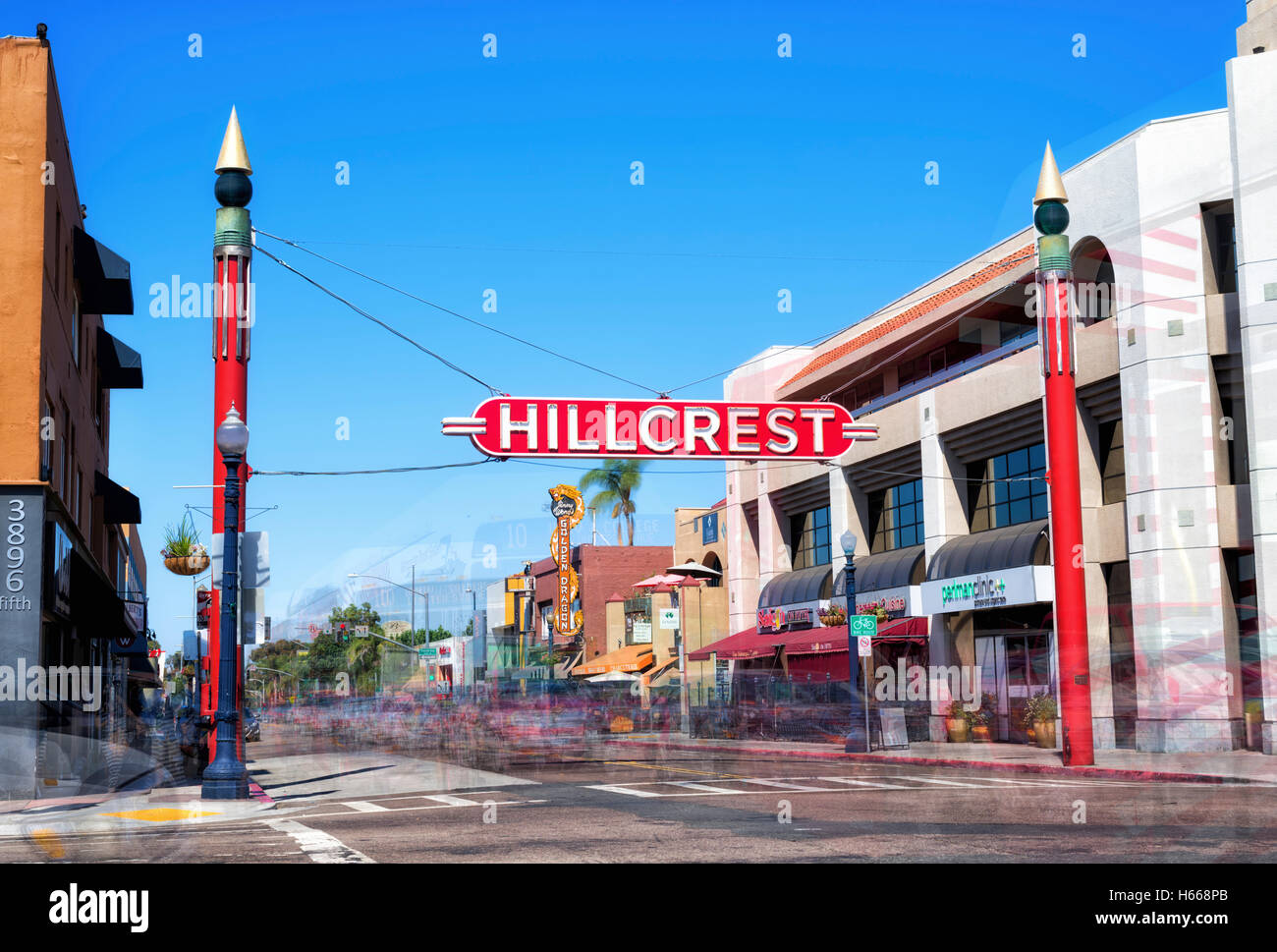 Hillcrest Marquee, Zeichen. San Diego, Kalifornien, USA. Stockfoto