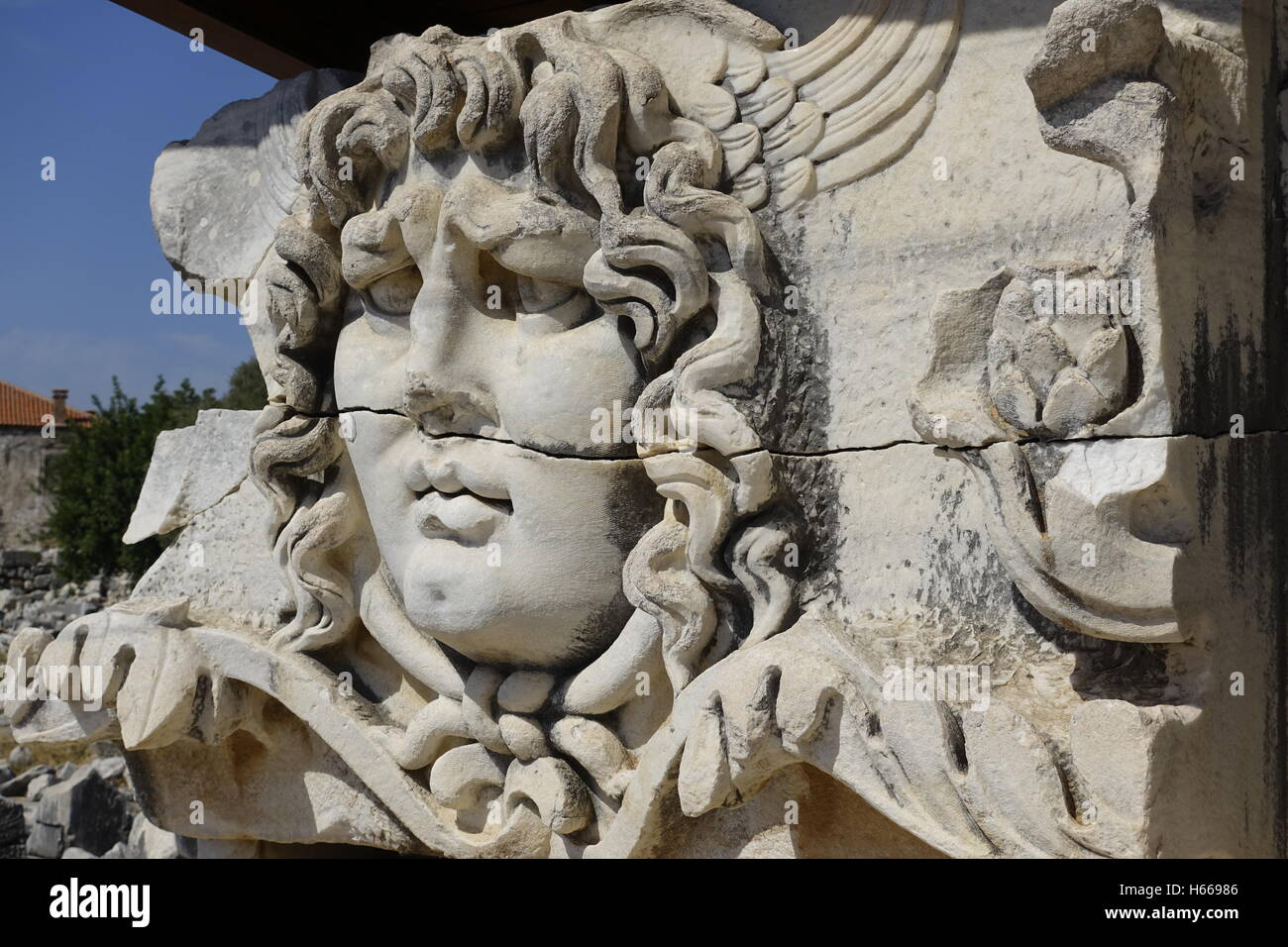 Medusa in den Apollontempel in Didyma Ansicht der Tempel des Apollo in antiken Didyma - Türkei Stockfoto