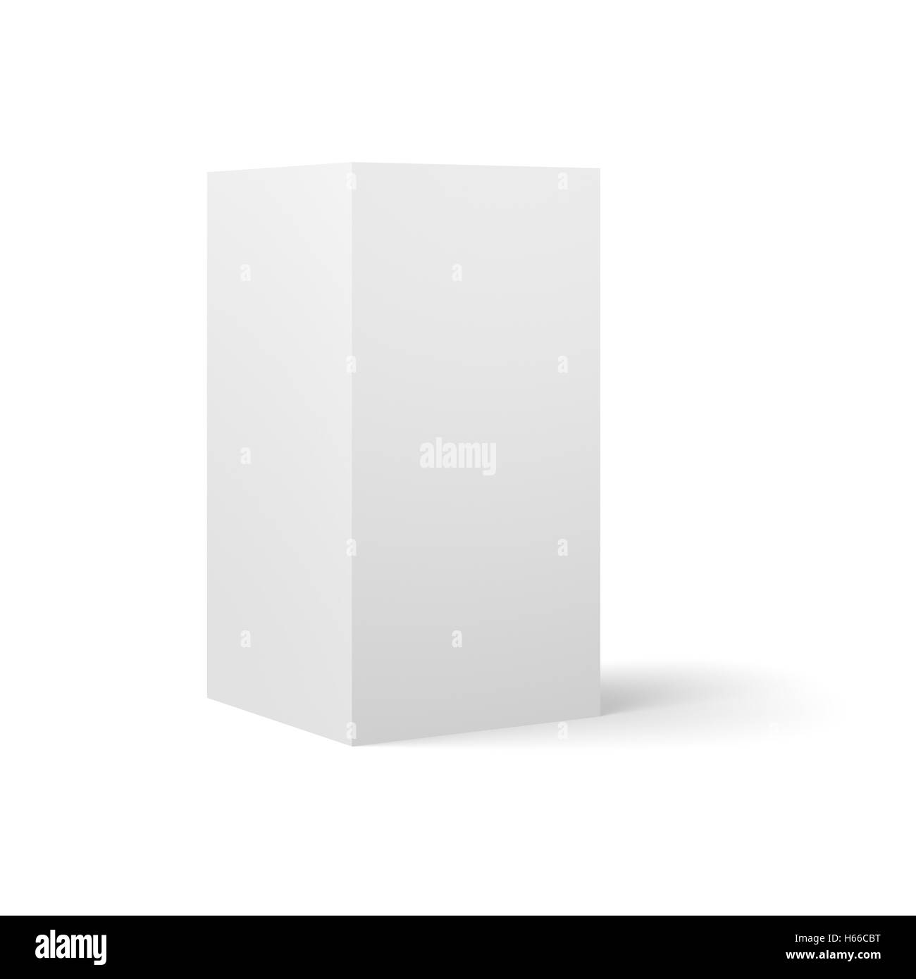 Weiße 3D-Box. Leere 3D-Box auf weißem Hintergrund Stockfoto