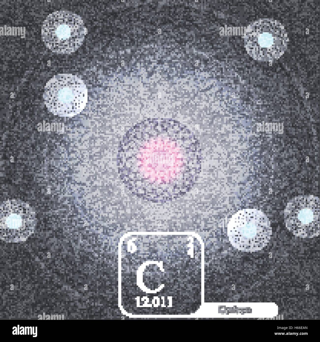 Kohlenstoff-Atom Elektronen Bahnen und Eigenschaften - Vektor-Illustration Stock Vektor