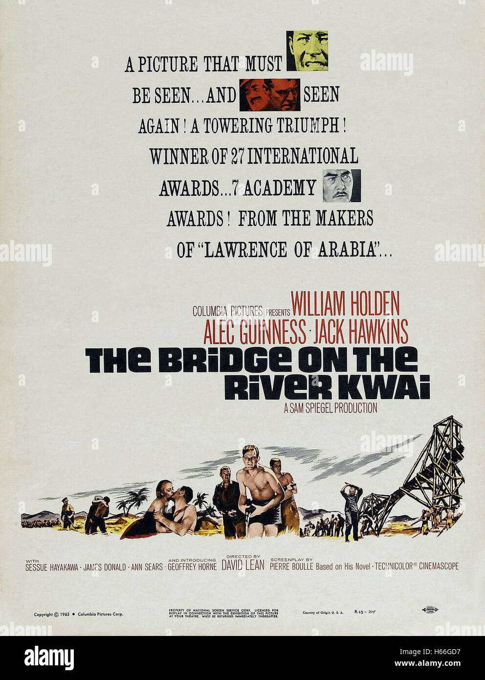 Die Brücke am River Kwai - Filmplakat- Stockfoto