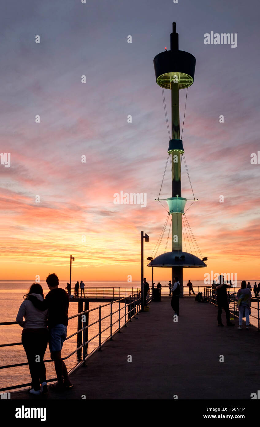 Sonnenuntergang am Strand von Brighton Adelaide, Adelaide Australien Stockfoto