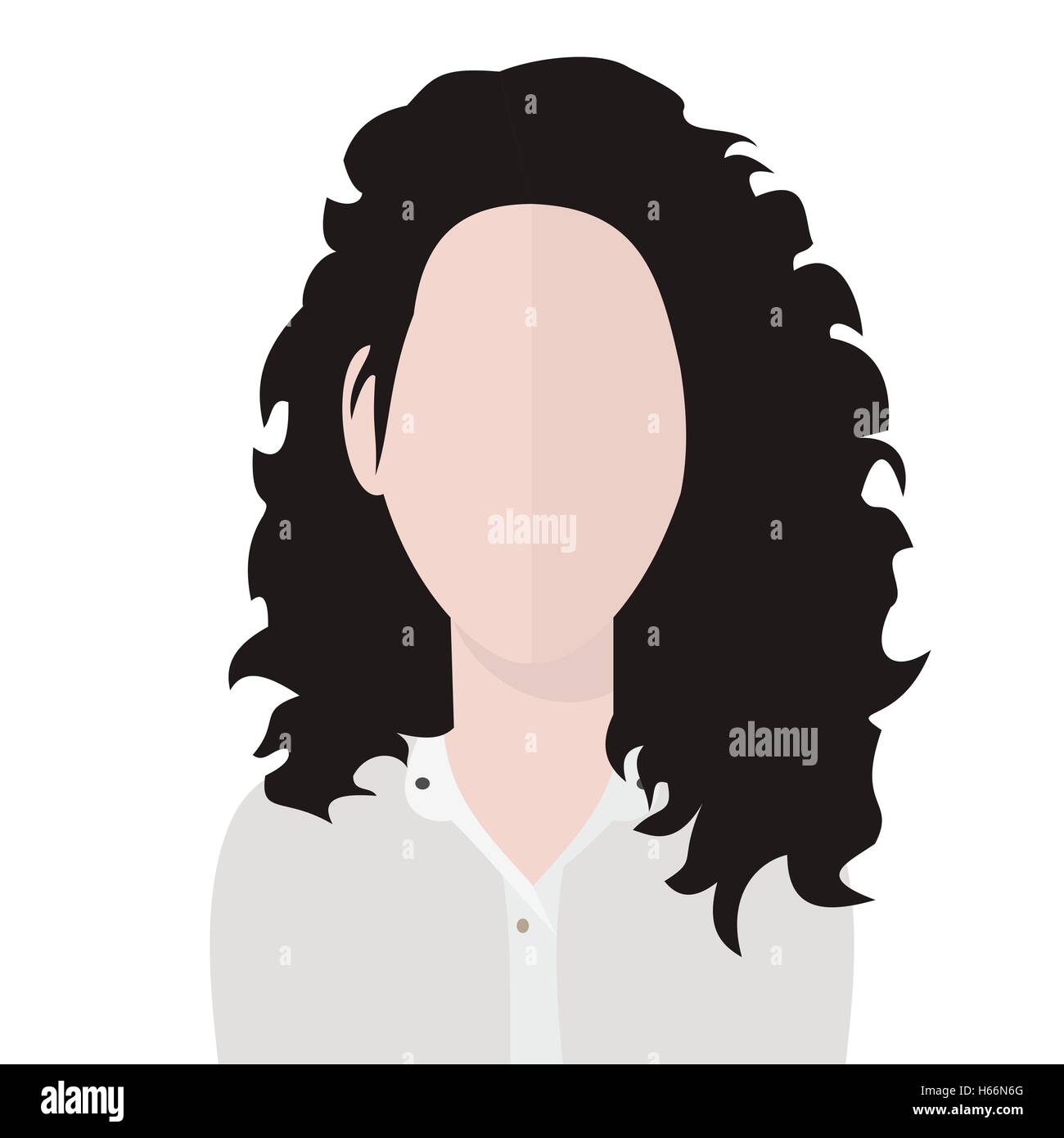 Vektor Porträt einer Frau schwarze Haare mit kein Gesicht Stock Vektor