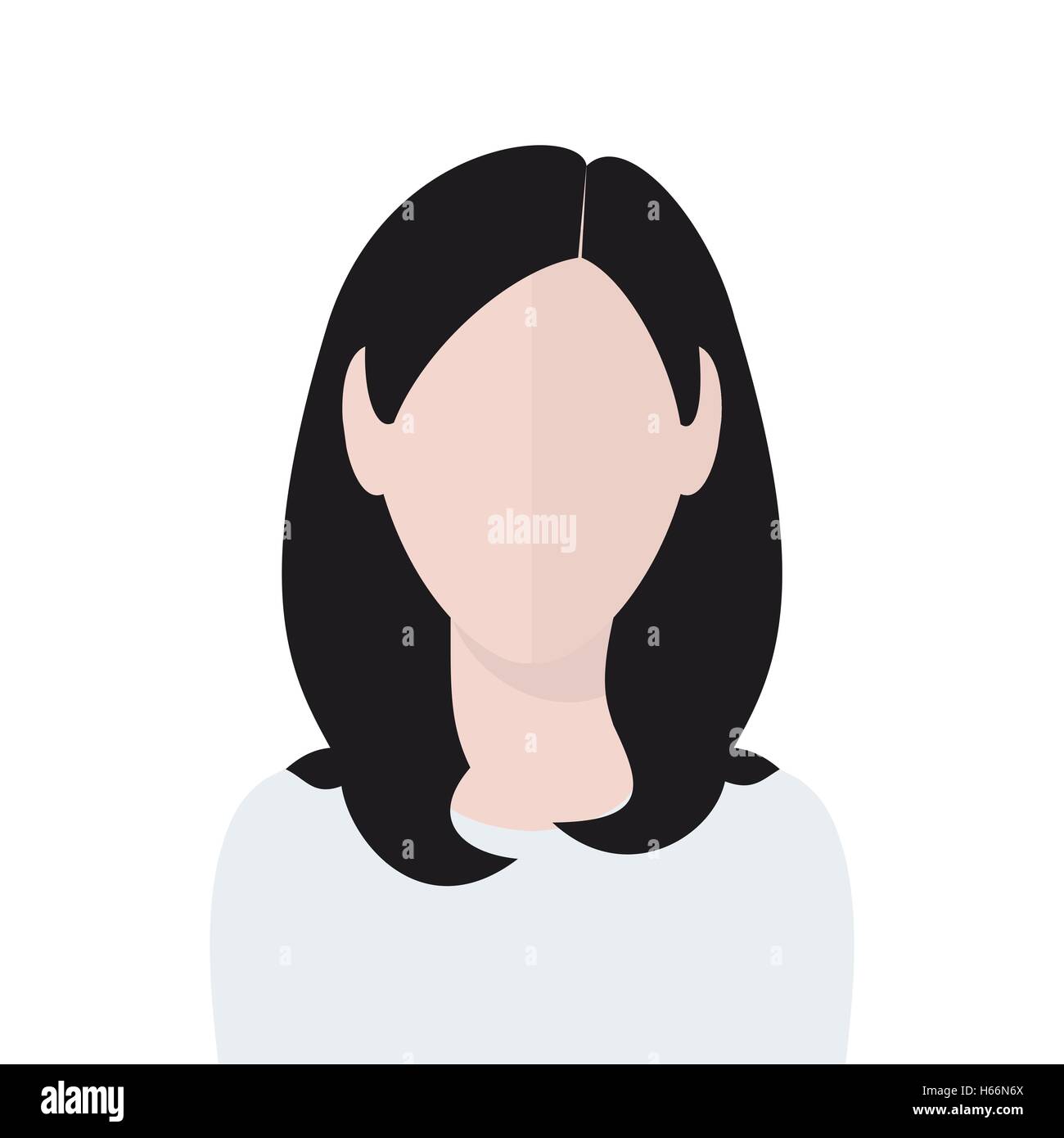 Vektor Porträt einer Frau schwarze Haare mit kein Gesicht Stock Vektor