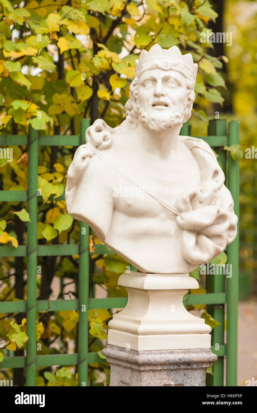 Skulptur Büste des Königs Midas im Sommergarten, St. Petersburg Stockfoto
