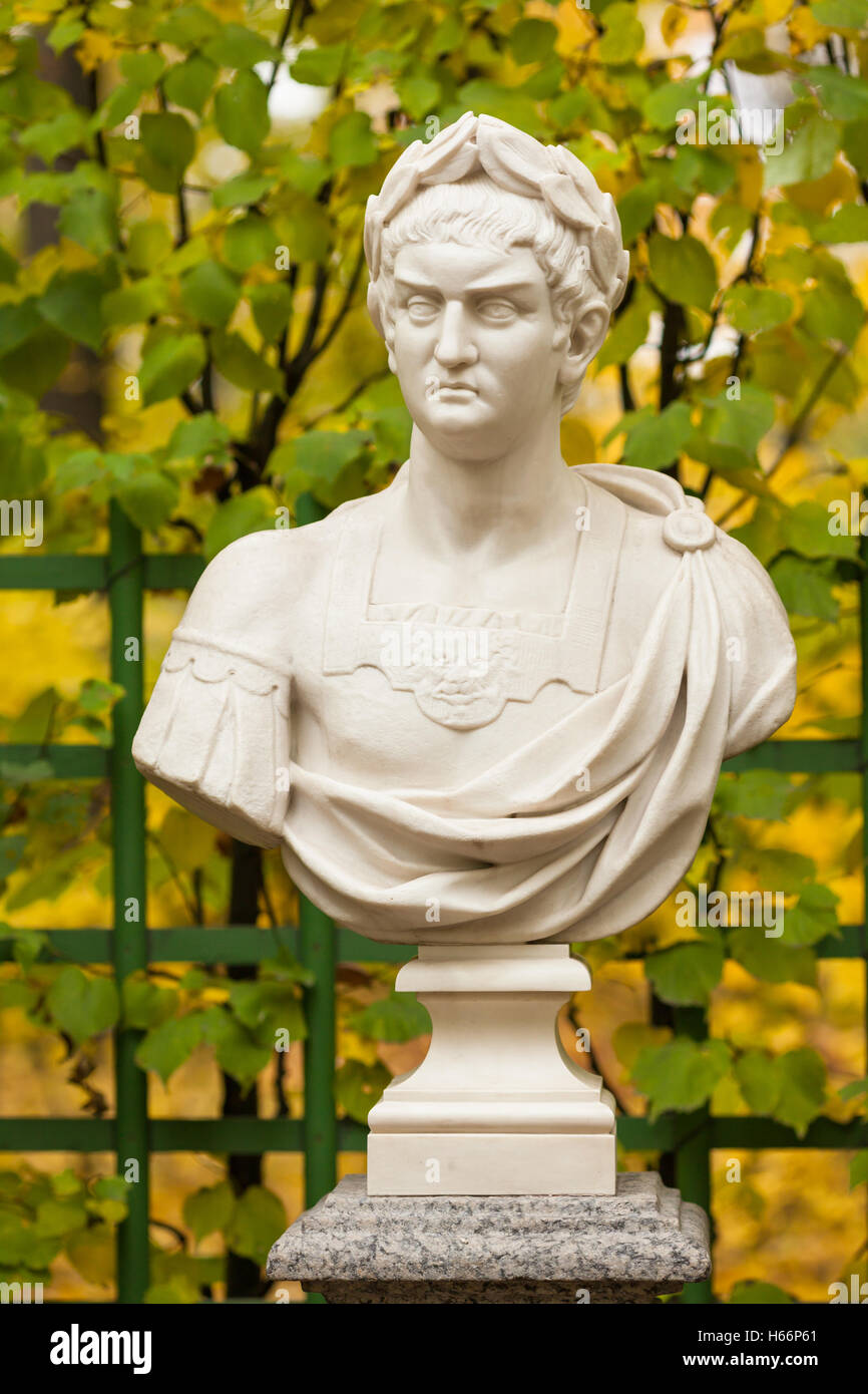 Skulptur Büste von Roman Emperor Nero im Sommergarten, St. Petersburg Stockfoto