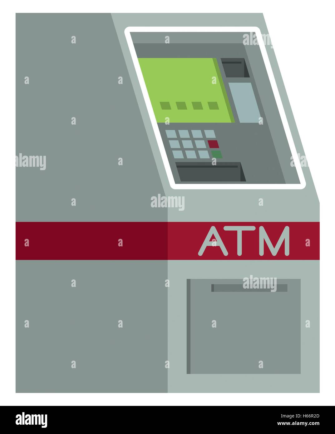 ATM-Maschine auf weißem Hintergrund Stockfoto