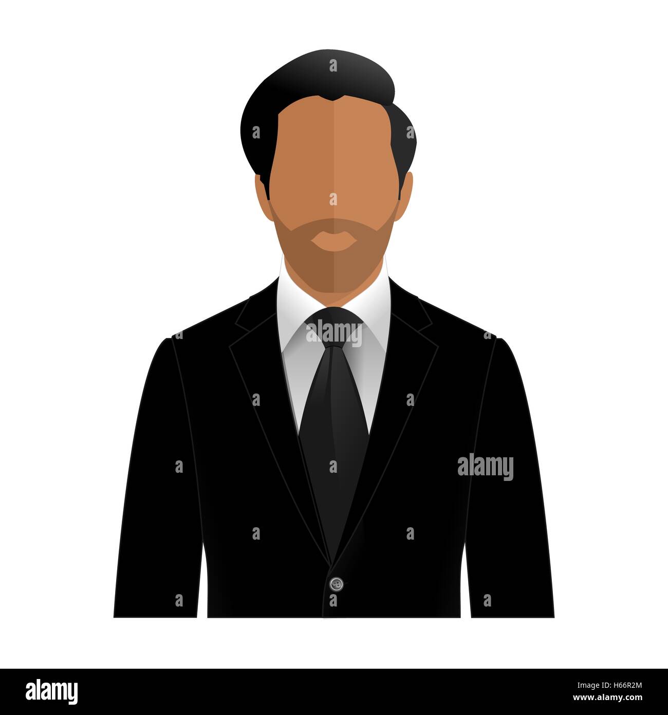 Vektor-Mann mit Bart in einem schwarzen Anzug mit kein Gesicht Stock Vektor