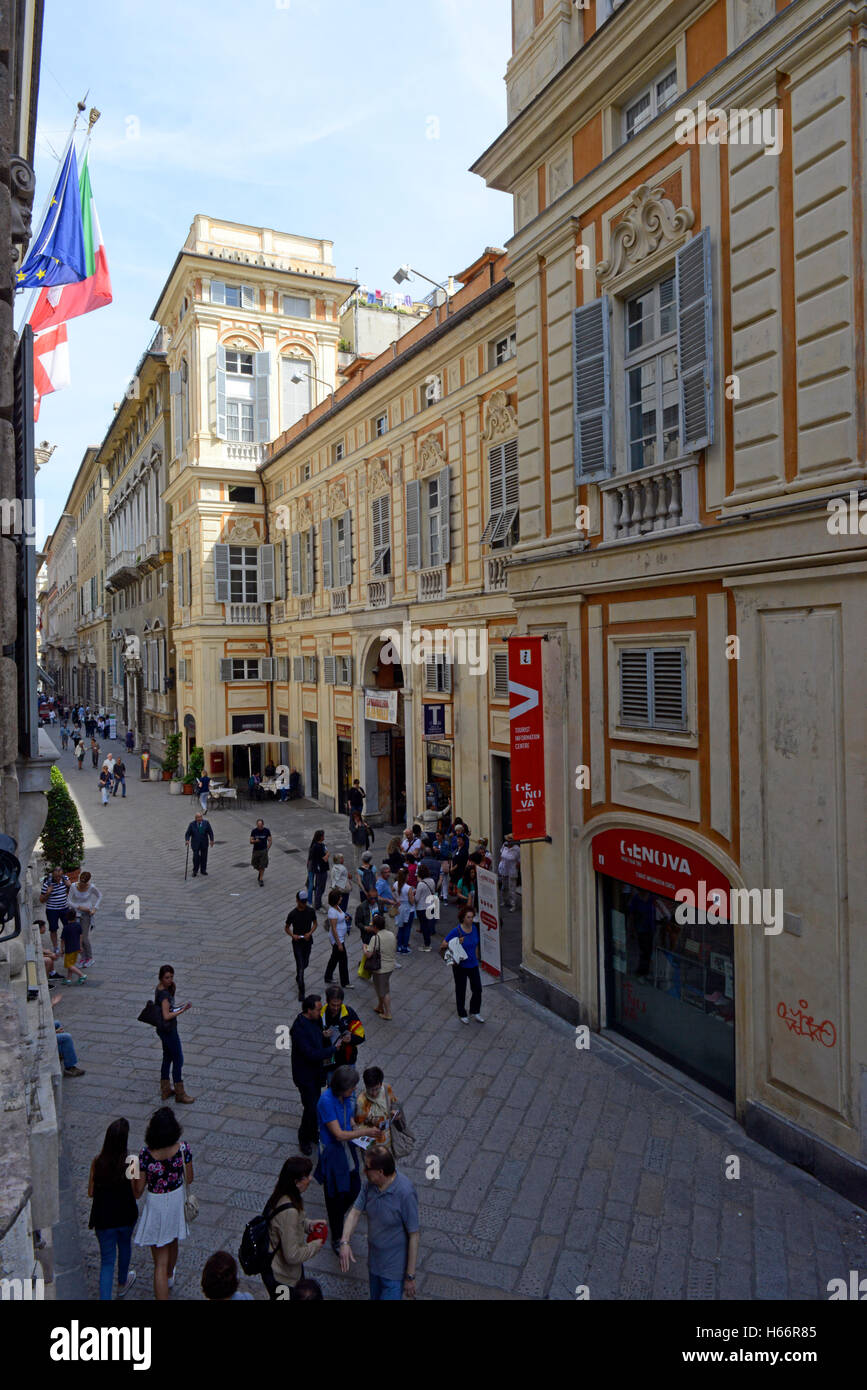 Via Garibaldi-Straße, Strade Nuove, UNESCO Weltkulturerbe, Genua, Ligurien, Italien, Europa Stockfoto
