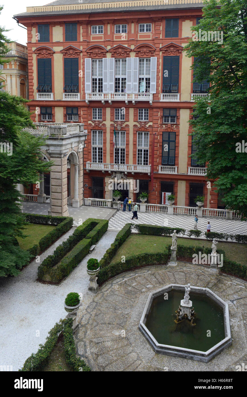 der Garten des Palazzo Nicolò Grimaldi Palast, via Garibaldi 9, Weltkulturerbe der UNESCO, Strade Nuove, Rolli Paläste, Genua, Stockfoto