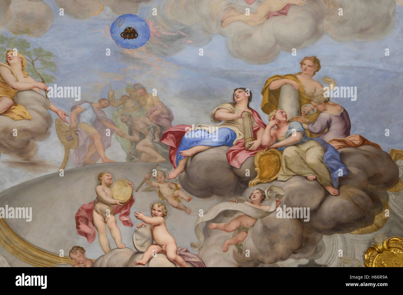 Deckengemälde, Palazzo Centurione; Weltkulturerbe UNESCO Website Via Lomellini 8; Rolli Paläste; Genua; Ligurien; Italien Stockfoto