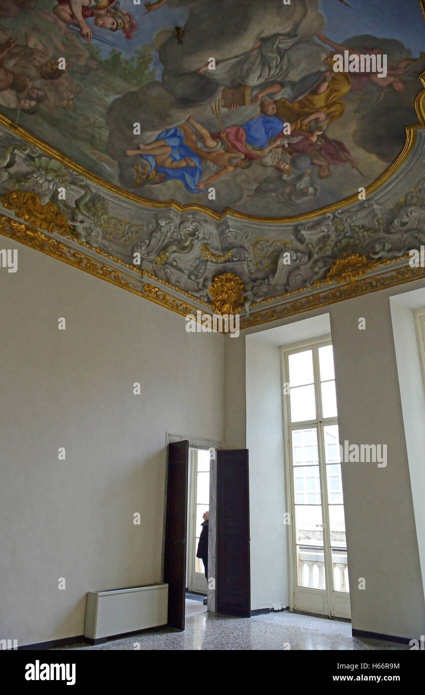 Deckengemälde, Palazzo Centurione; Weltkulturerbe UNESCO Website Via Lomellini; Rolli Paläste; Genua; Ligurien; Italien Stockfoto