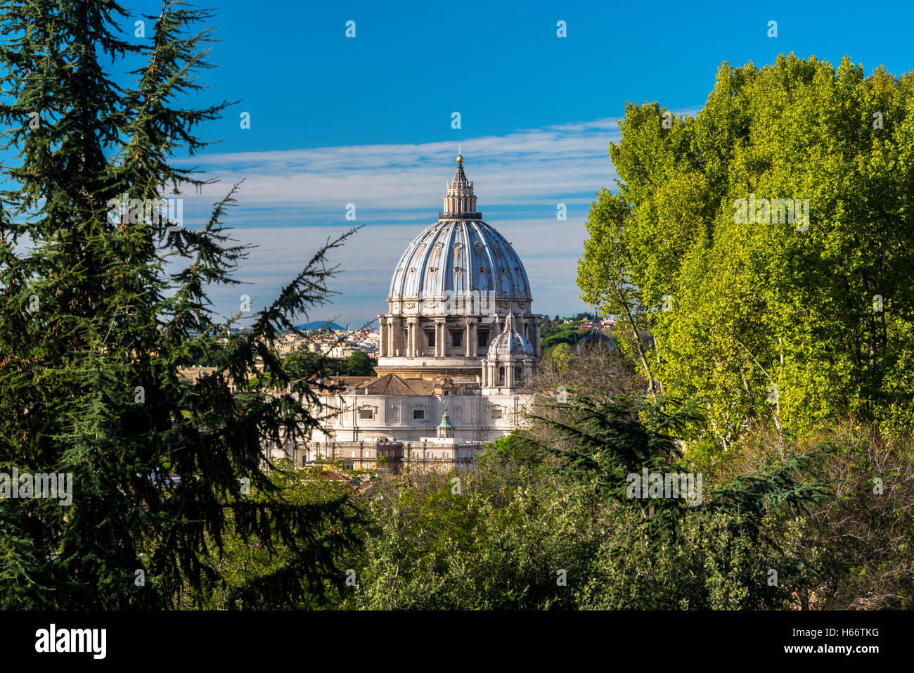 Der Petersdom gesehen vom Gianicolo oder Gianicolo Hügel, Rom, Latium, Italien Stockfoto