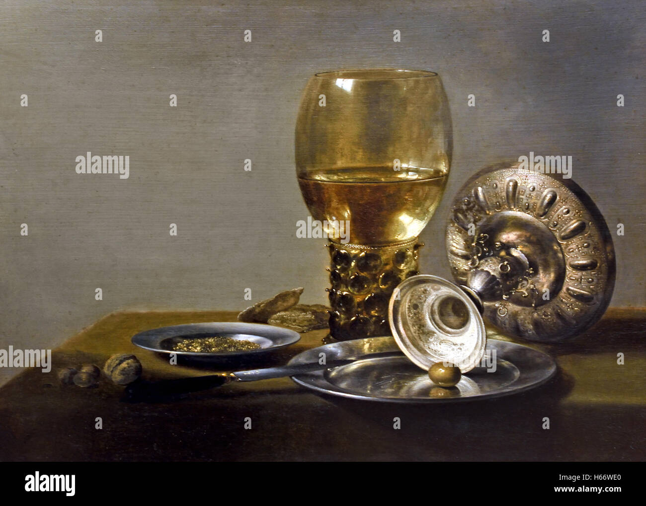 Stillleben mit Römer und Silber shell 1635 Pieter Claesz.1597-1660 Haarlem Niederlande Niederlande (goldenes Zeitalter) Stockfoto