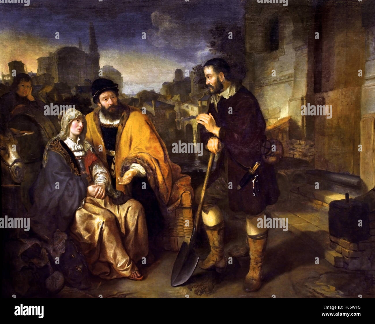 Die Landarbeiter von Gibea bietet Unterkunft an der Levit und seiner Konkubine 1645 Gerbrand van Den Eeckhout 1621-1674 Amsterdam Niederlande Niederlande Stockfoto