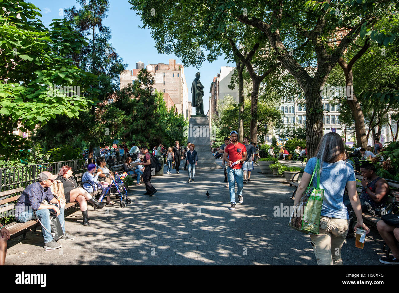 Union Square Park, Abraham Lincoln-Statue, Manhattan, New York City Stockfoto