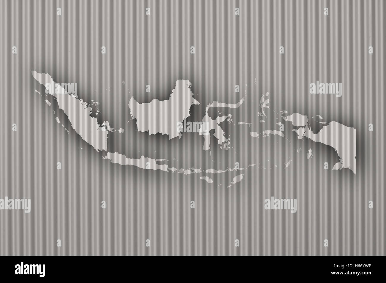 Karte von Indonesien auf Wellblech Stockfoto