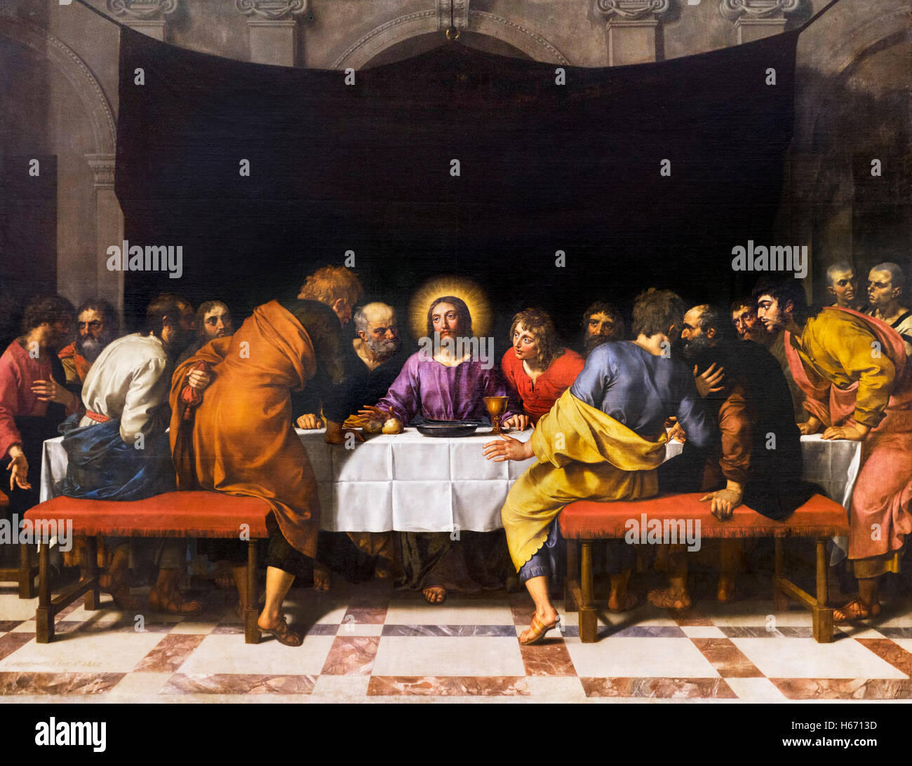 Das letzte Abendmahl Jesu Christi mit seinen Jüngern von Frans Pourbus dem jüngeren (Frans II Pourbus: 1569 – 1622), 1618 Stockfoto