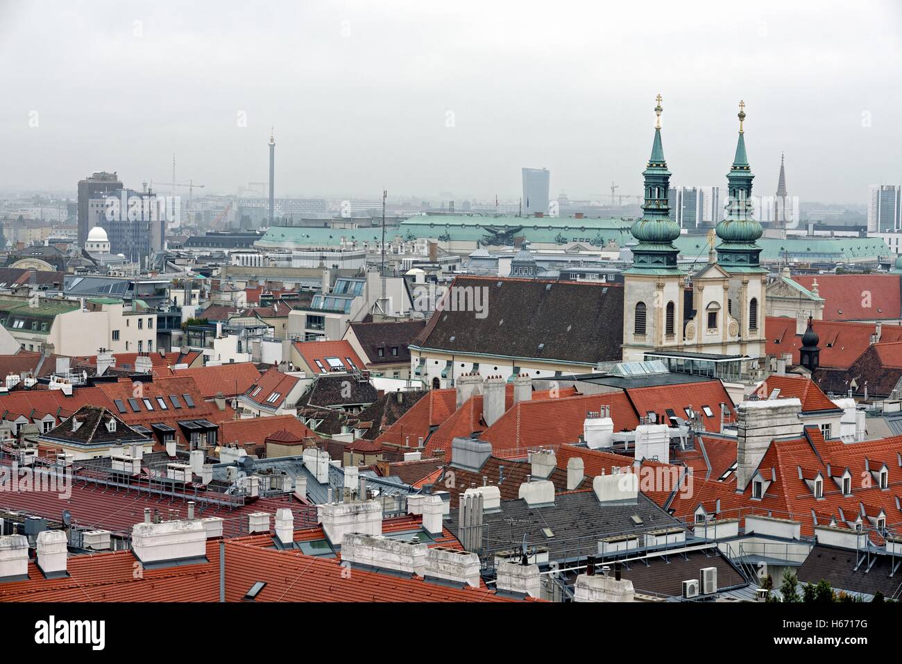 Hohe Sicht der Skyline von Vienna Austria Europe Stockfoto