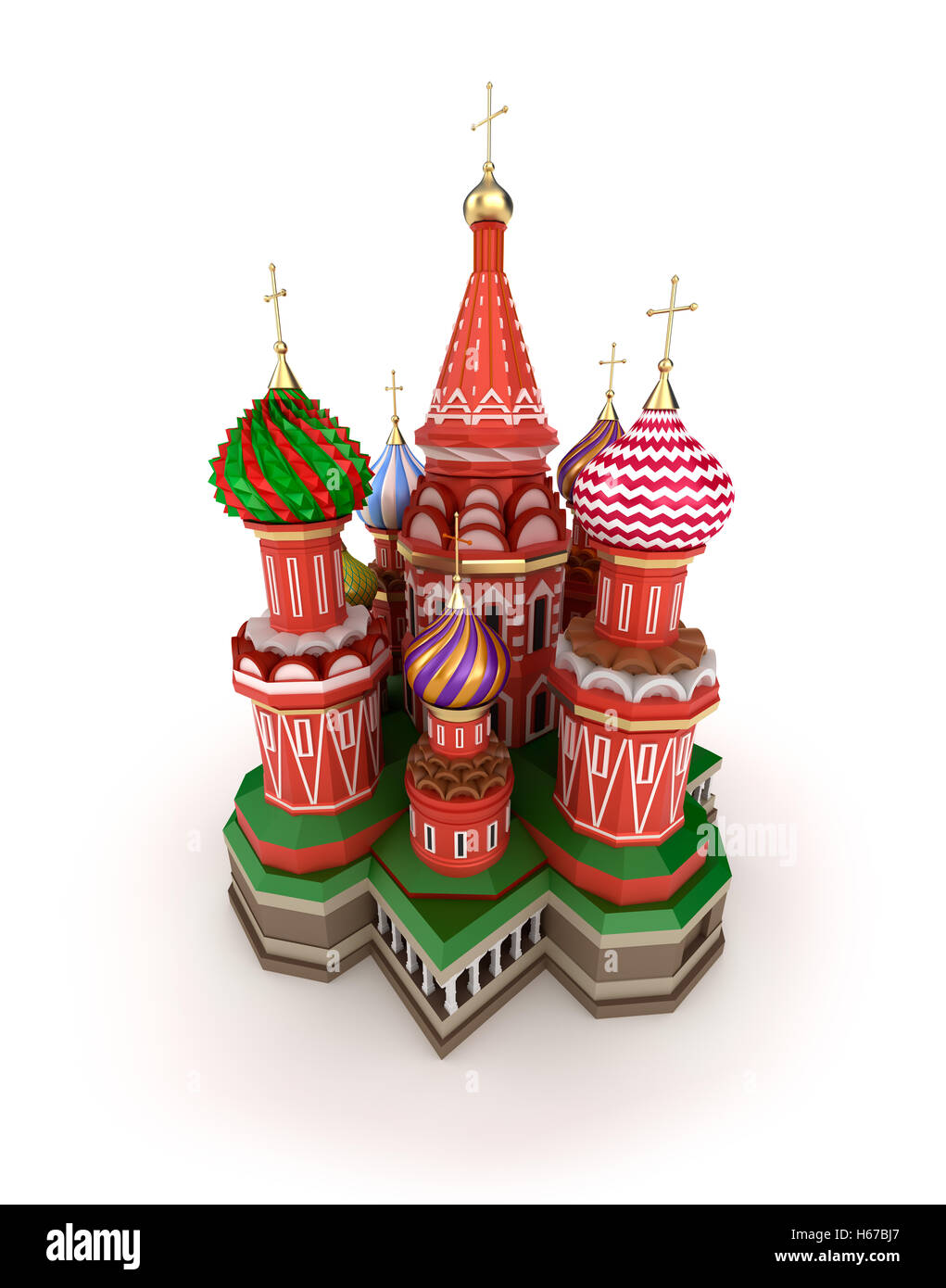 Kathedrale auf dem Roten Platz in Moskau, Russland, isoliert 3D-Illustration Stockfoto