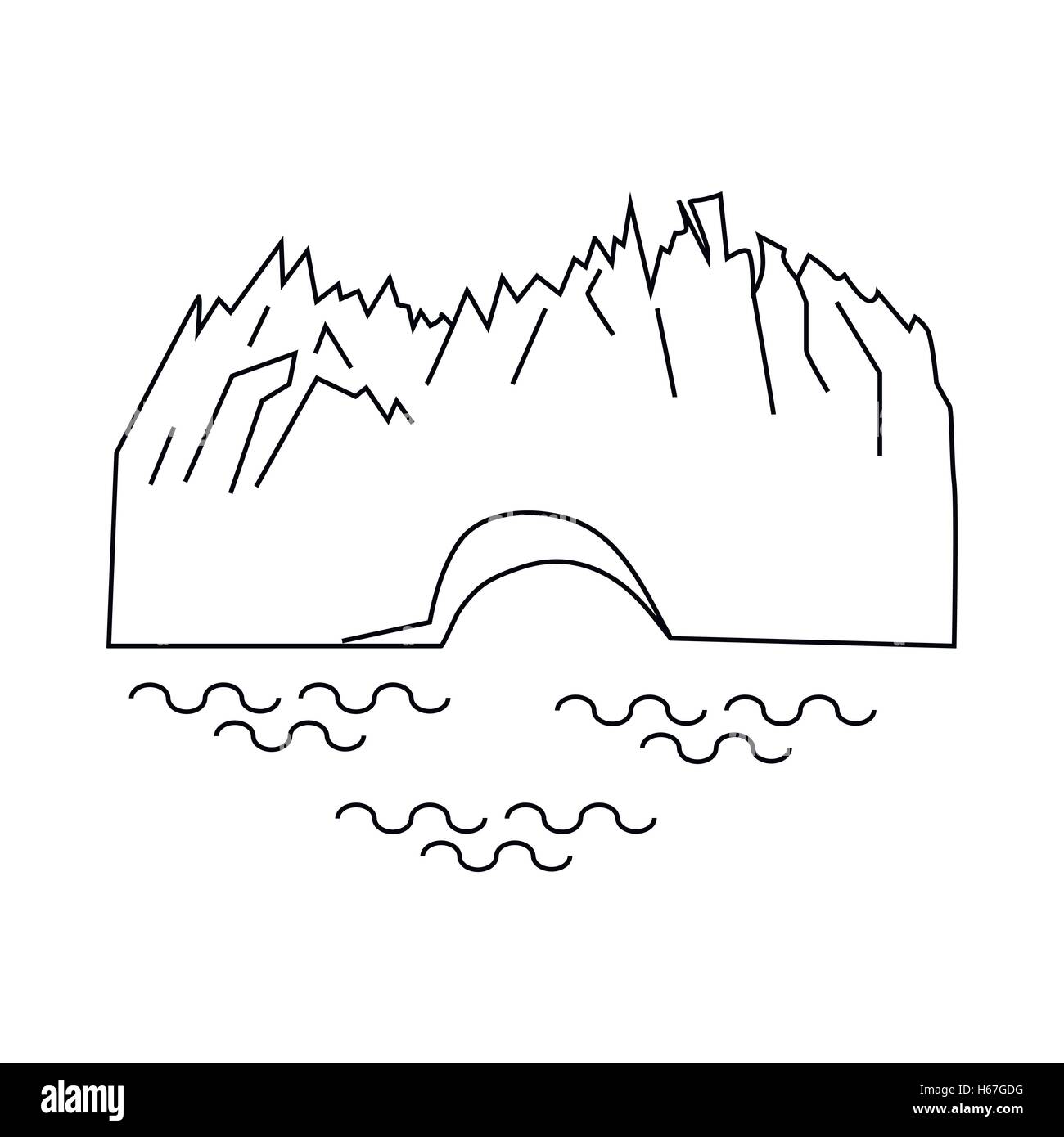 Perito Moreno Gletscher Symbol, Umriss-Stil Stock Vektor