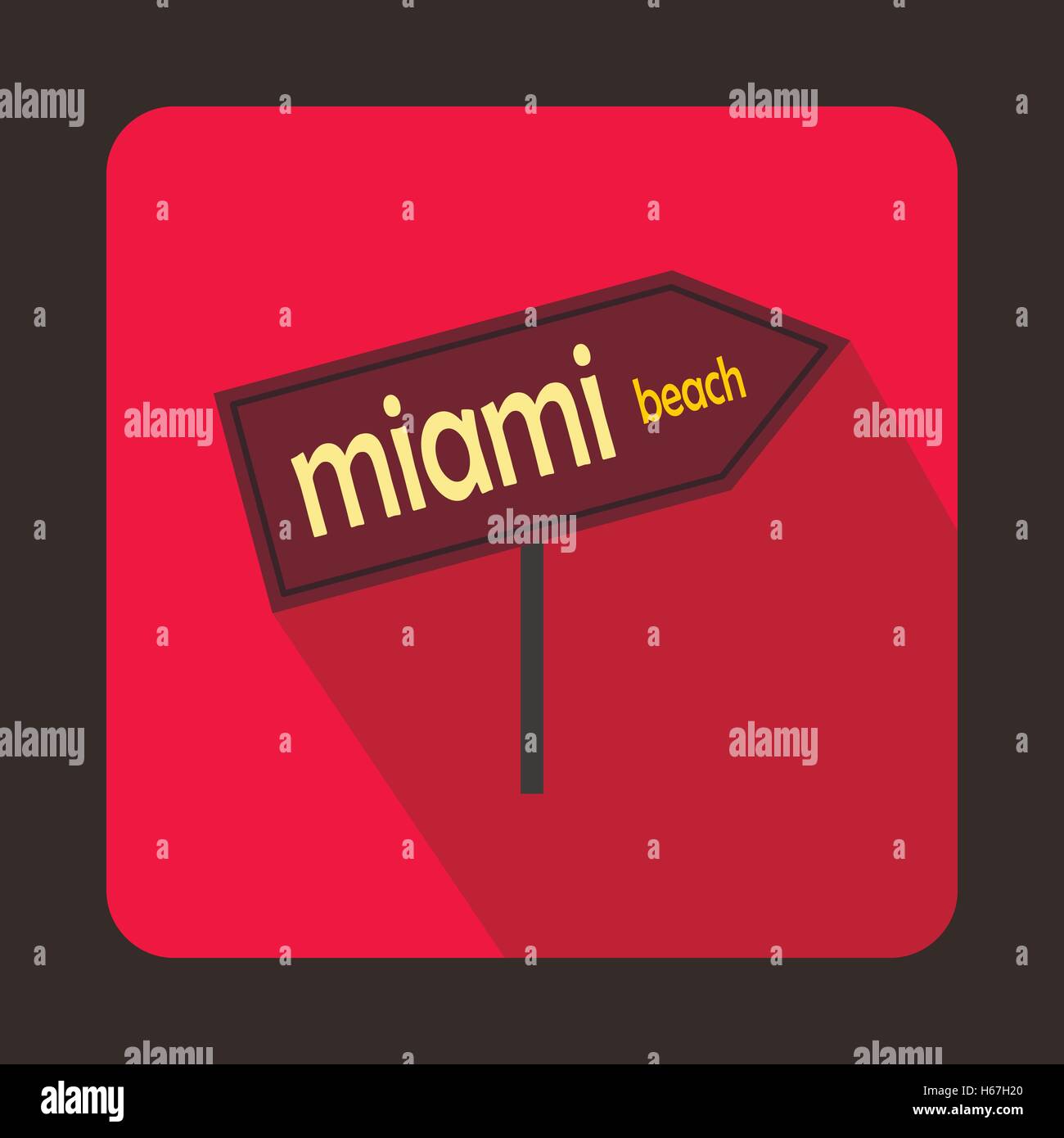Miami Post Zeichen Pfeilsymbol, flachen Stil Stock Vektor