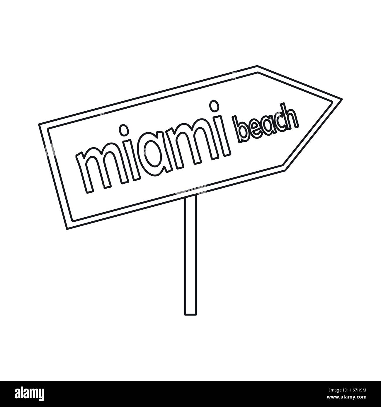 Miami Post Zeichen Pfeilsymbol, Umriss-Stil Stock Vektor