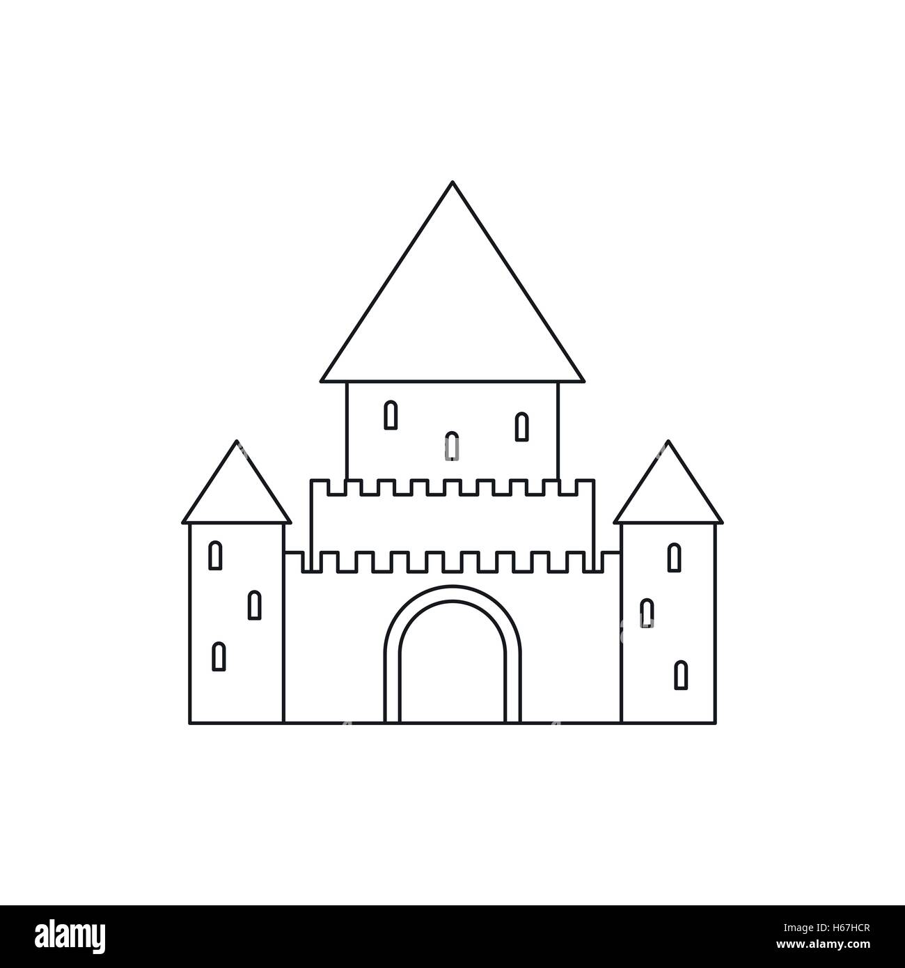 Das Schloss Chillon, Schweiz-Symbol, Umriss-Stil Stock Vektor