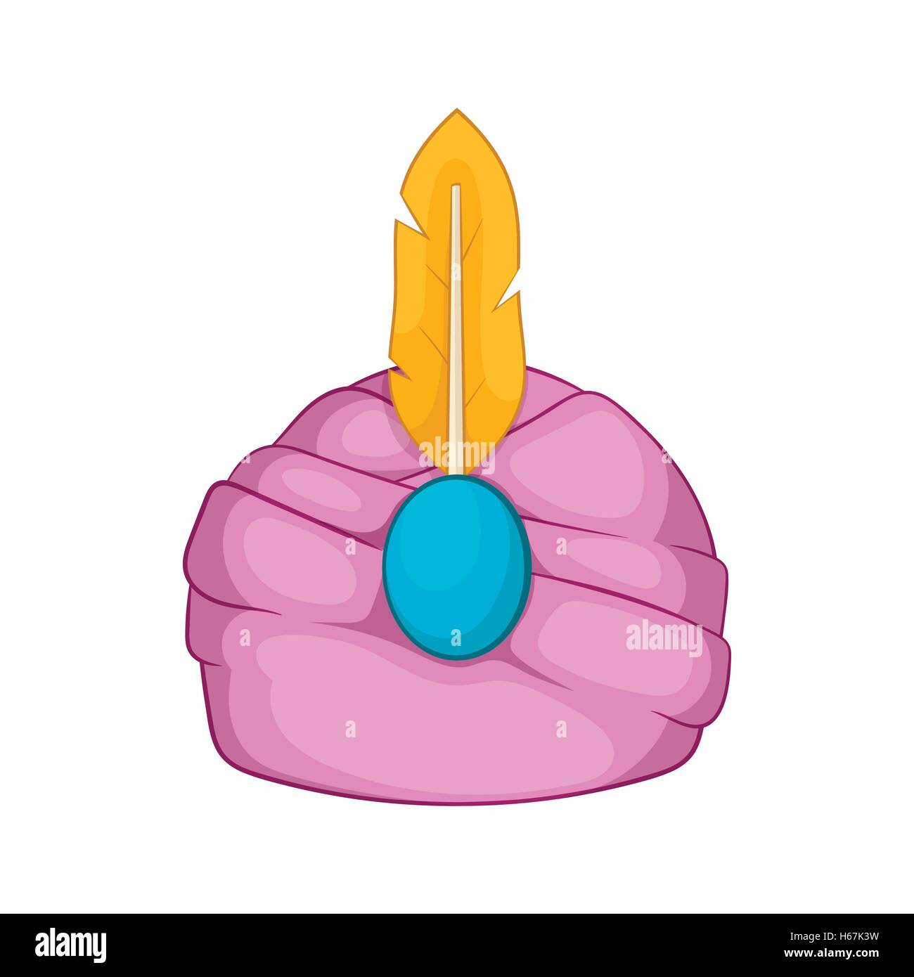 Indische Kopfbedeckungen Turban mit Feder-Symbol Stock Vektor