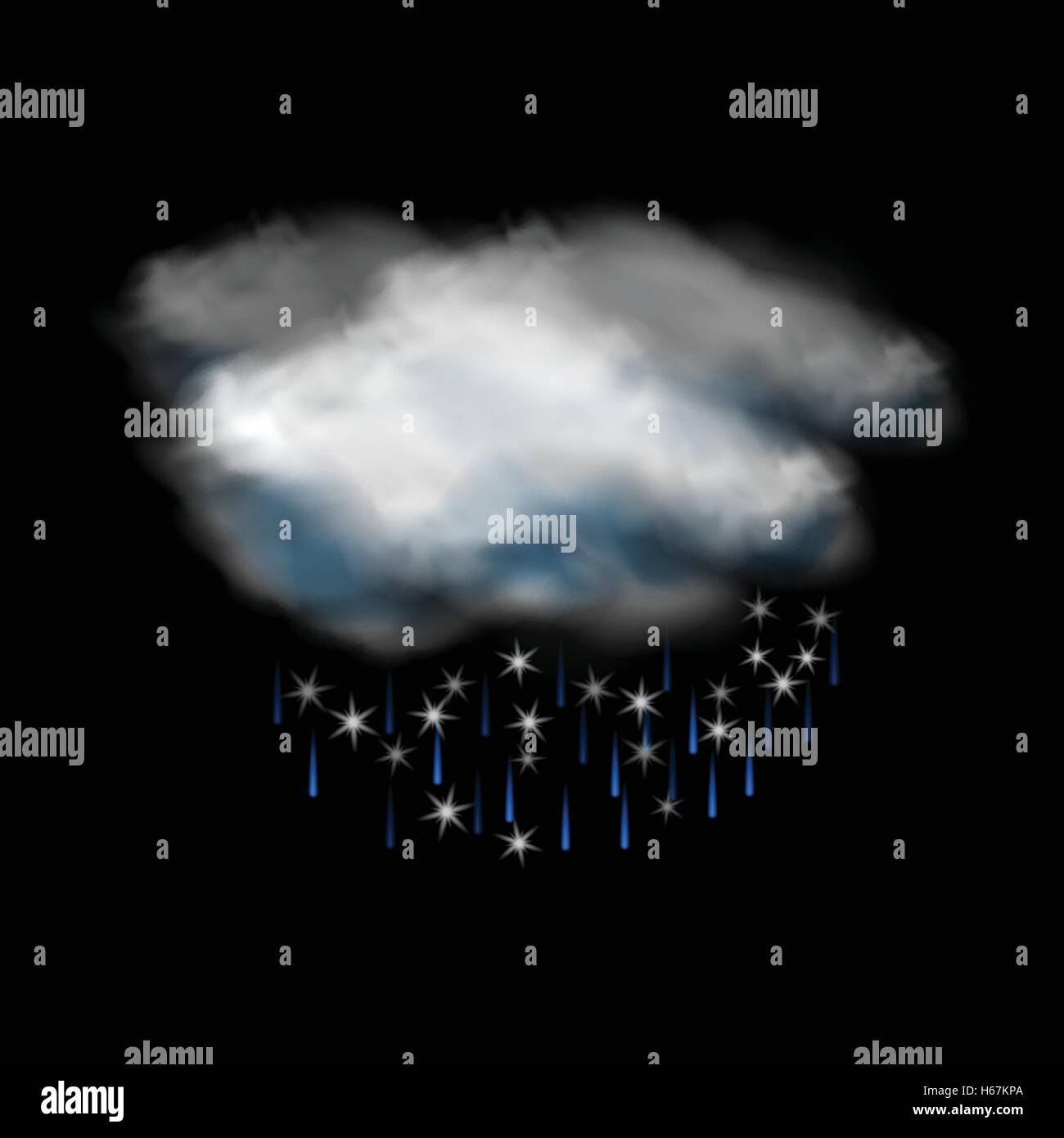 Wolke, Regen und Schnee-Symbol Stock Vektor