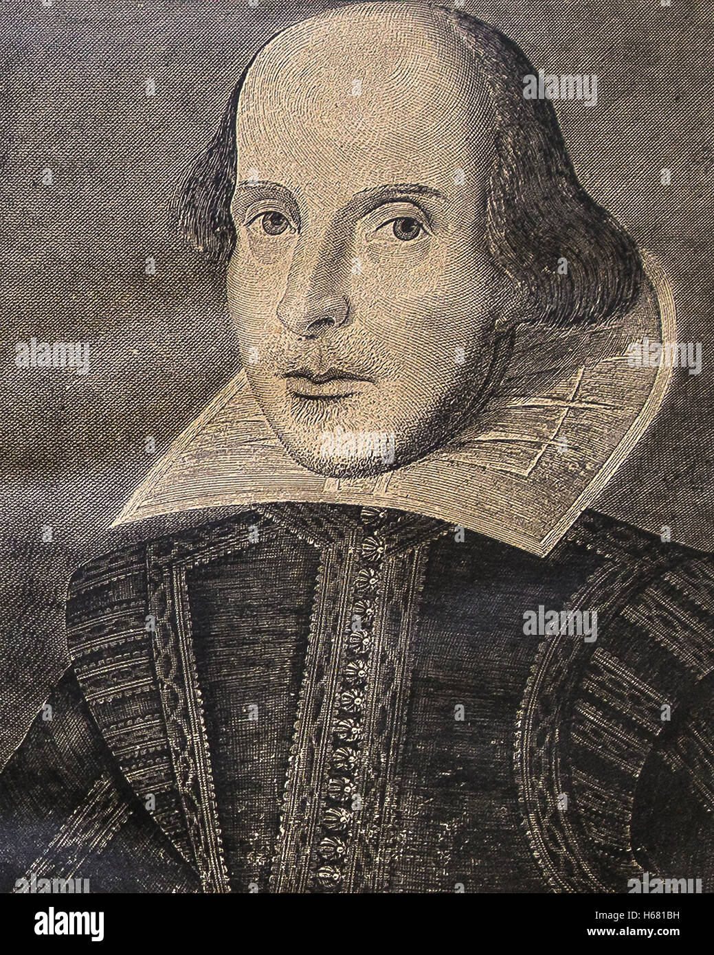 Shakespeare-Porträt von "Shakespeare First Folio von 1623" Stockfoto