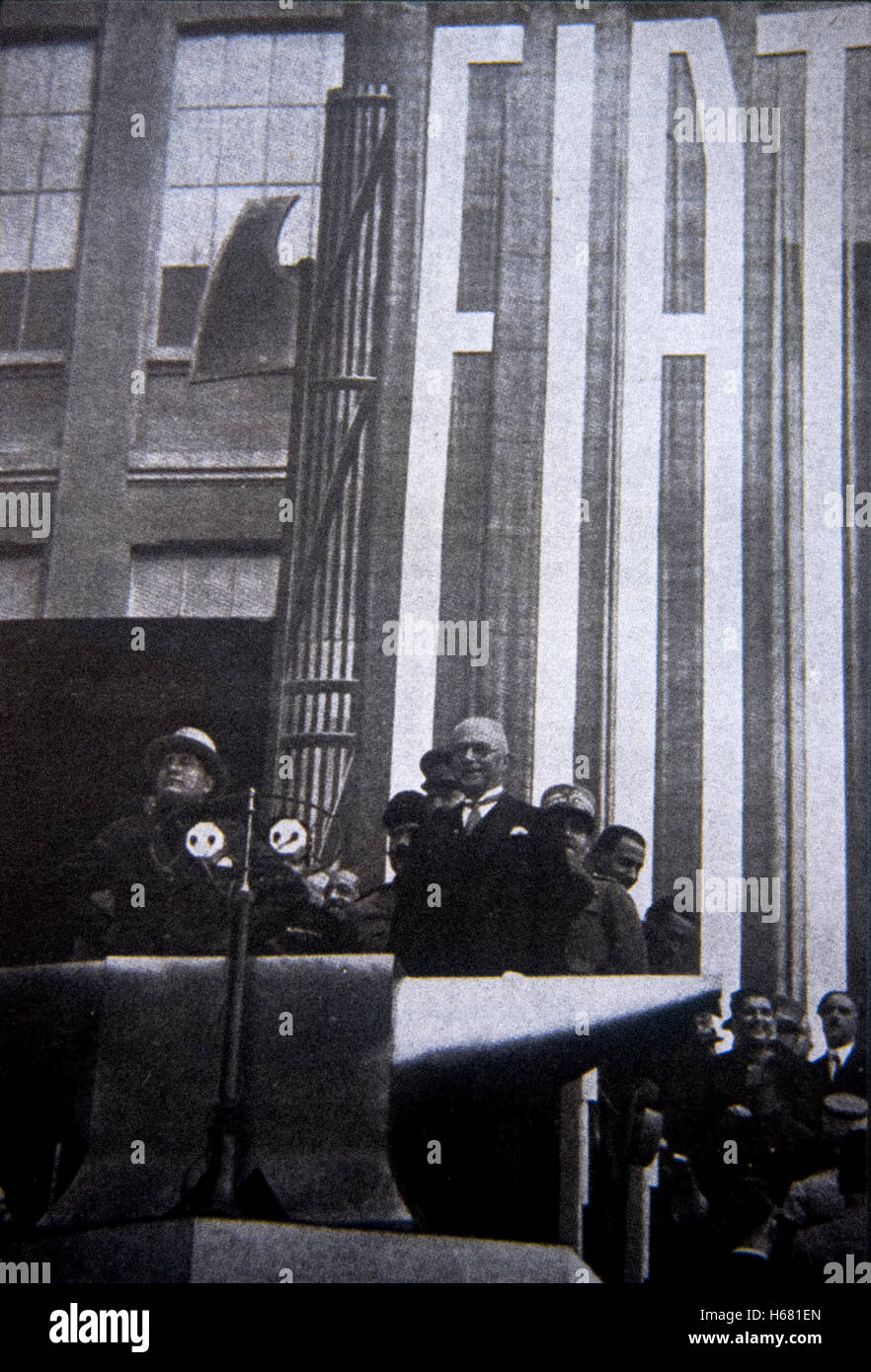 Benito Mussolini an Fiat 1929 Stockfoto