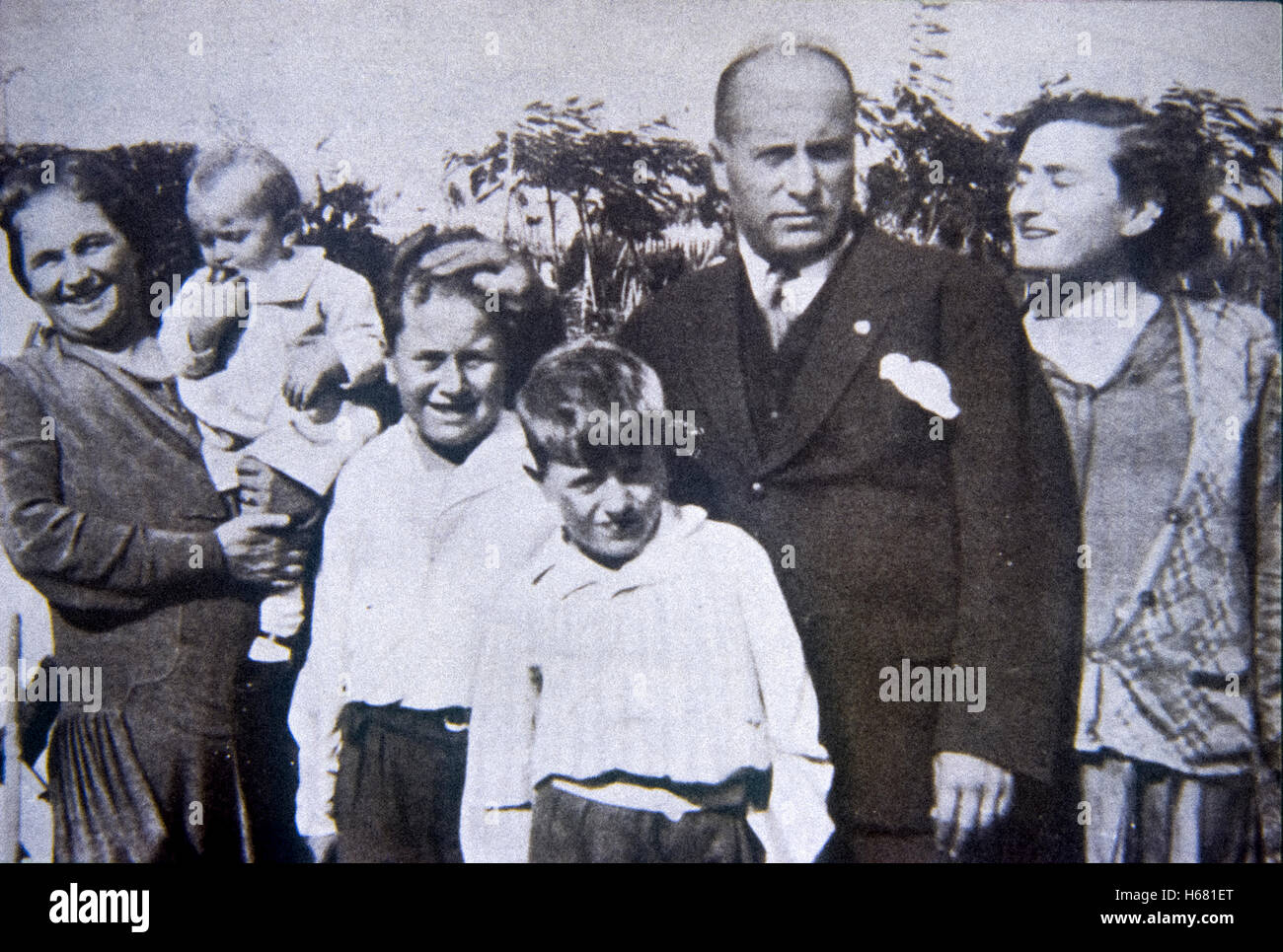 Mussolini mit seiner Familie im Jahre 1929 Stockfoto
