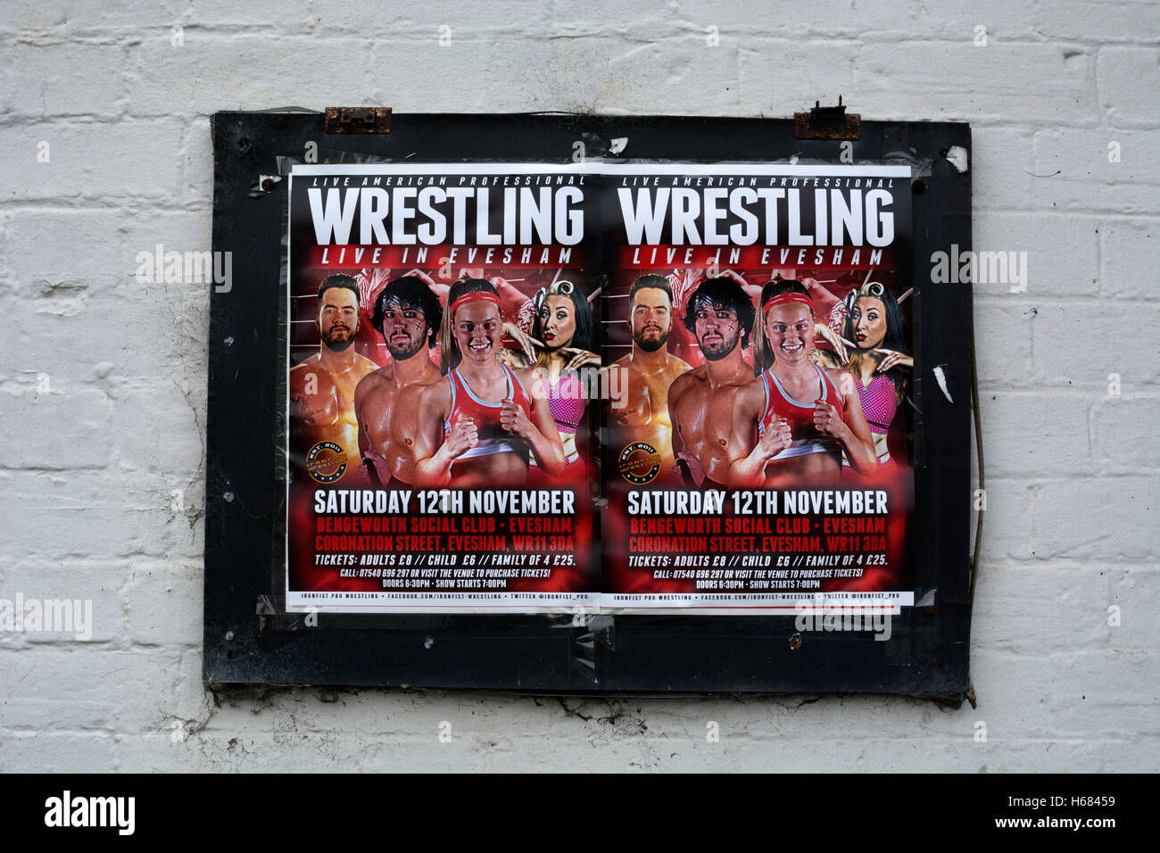 Wrestling Plakate, Evesham, Worcestershire, England, UK Stockfoto