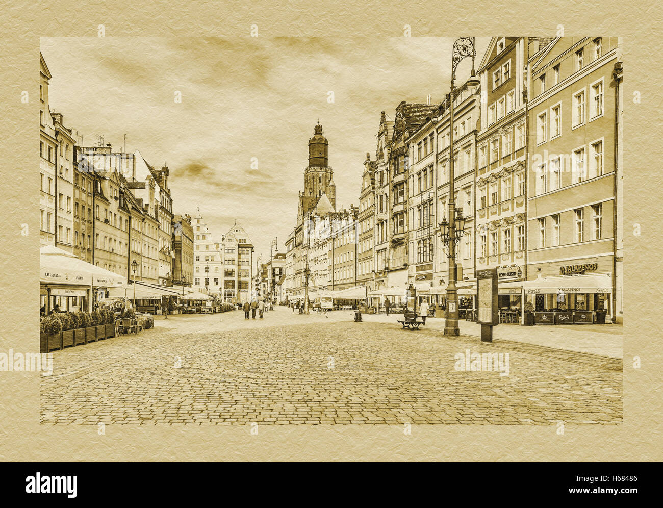 Marktplatz Rynek und St. Elizabeth Church, Wroclaw, niedriger Woiwodschaft Schlesien, Polen, Europa Stockfoto