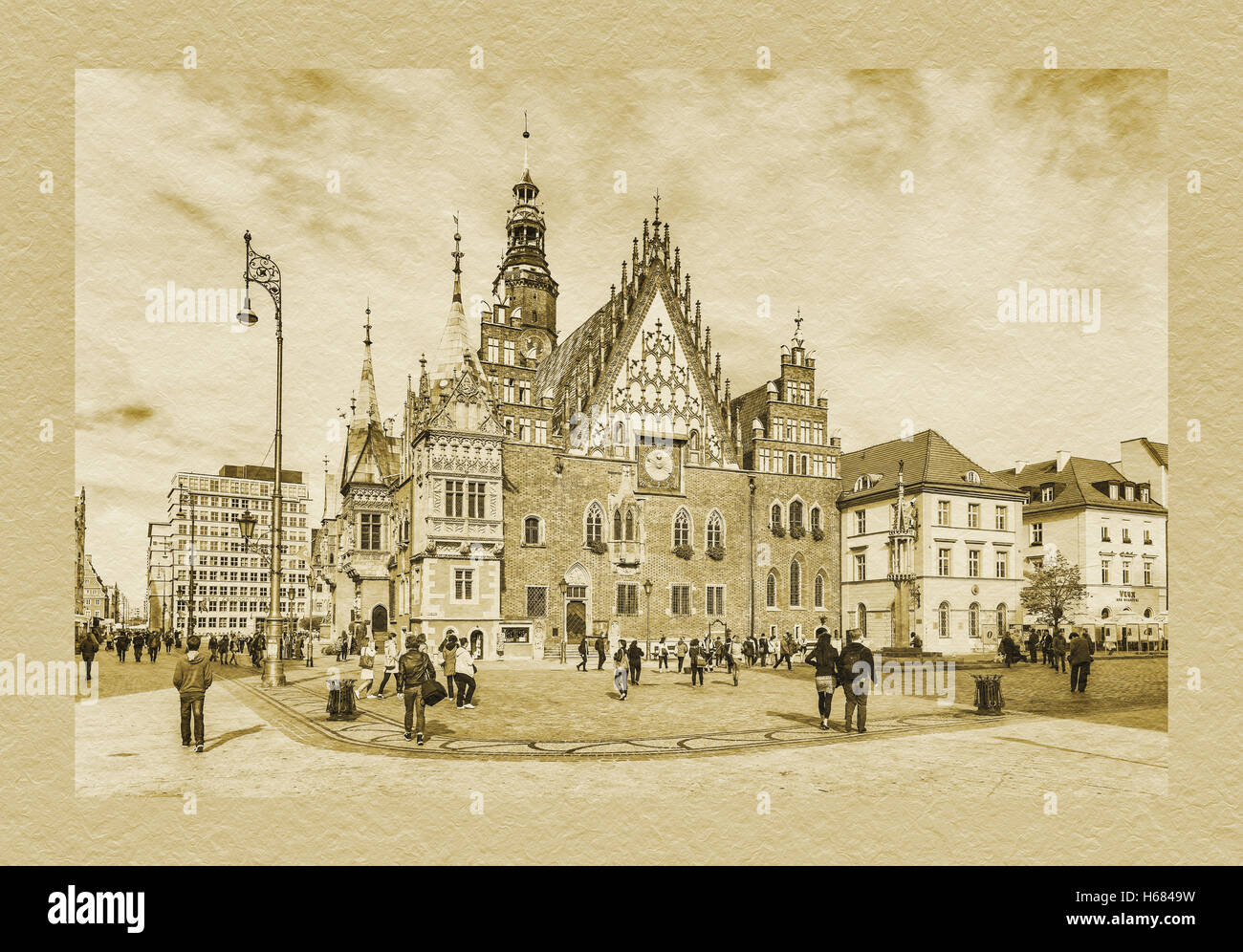 Das alte Rathaus von Breslau entstand im 13. Jahrhundert, Rynek, Wroclaw, Woiwodschaft Niederschlesien, Polen, Europa Stockfoto