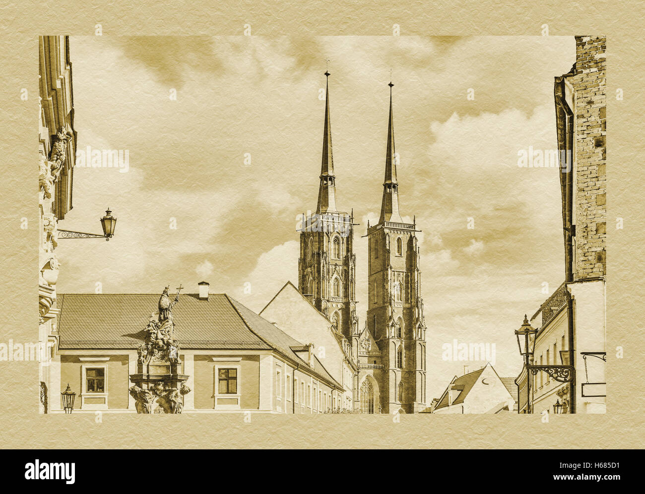 Der Breslauer Dom befindet sich auf der Dominsel (Ostrow Tumski), Wroclaw, untere Woiwodschaft Schlesien, Polen, Europa Stockfoto