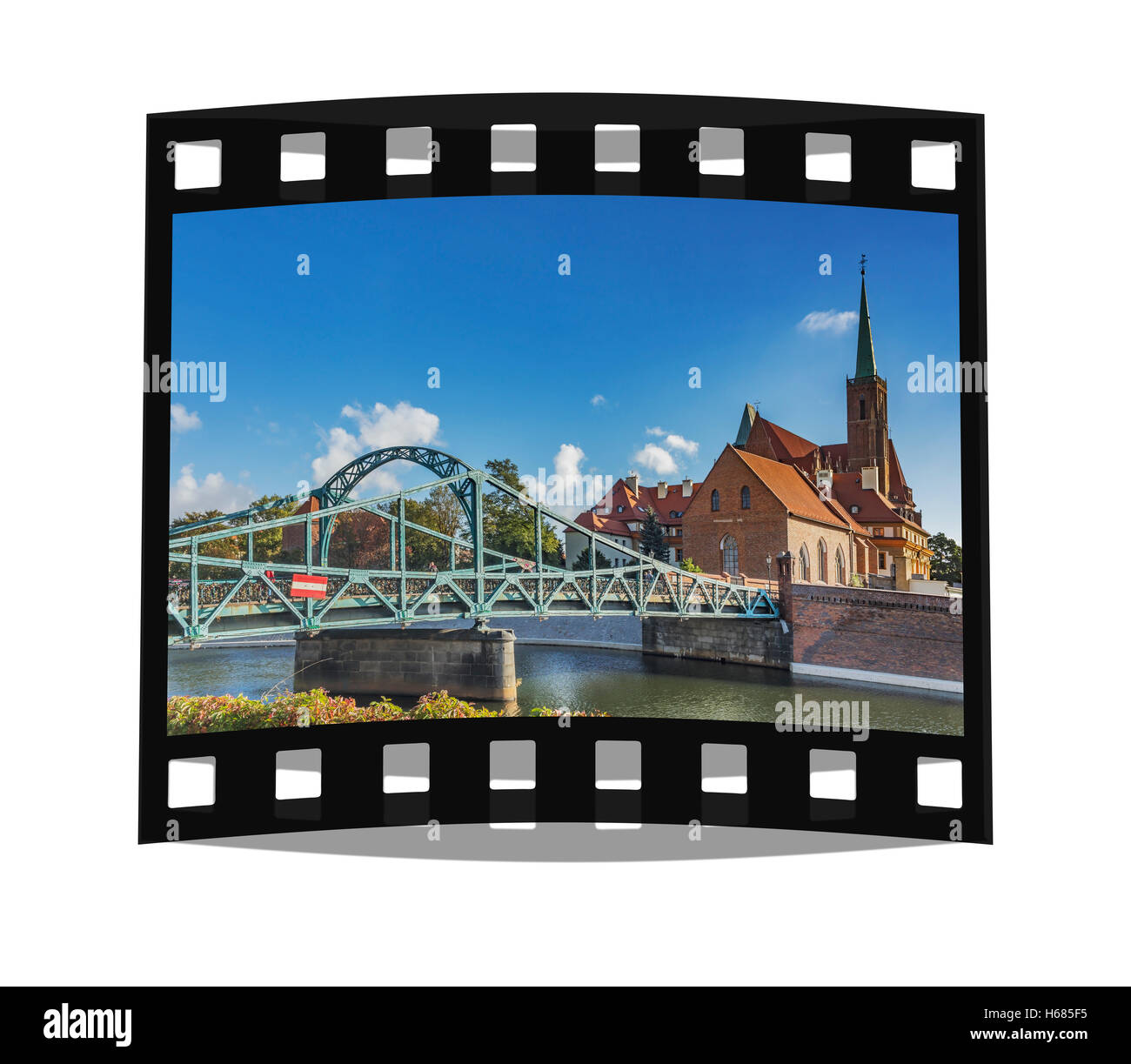 Kathedrale-Brücke. Auf der Dominsel ist die Kreuzkirche, Wroclaw, untere Woiwodschaft Schlesien, Polen, Europa Stockfoto