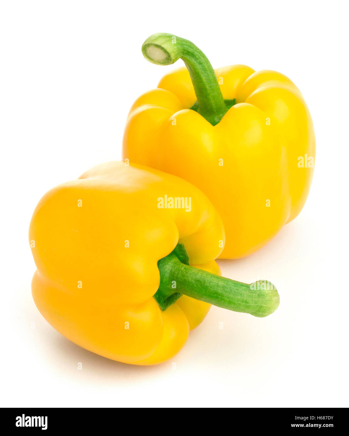 Gelbe Paprika isoliert auf weißem Hintergrund Stockfoto